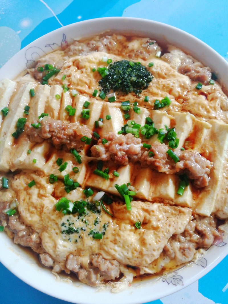 Steamed Tofu with Minced Meat and Egg recipe