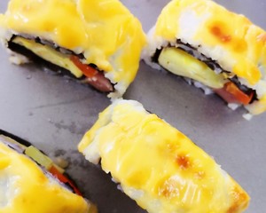 Sushi Bento 🍣 Sushi Roll (cheese Omelet & Ham and Cheese Powder) Cheese Control! (regular Rice Version) recipe