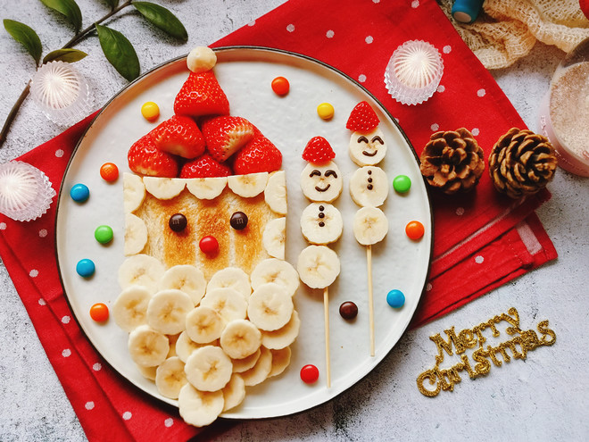 Banana Strawberry Toast Santa Breakfast recipe