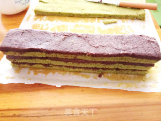 #四session Baking Contest and It's Love to Eat Festival# Salad Dressing Red Bean Paste Matcha Cake recipe