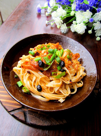 Noodles with Hot Pepper, Egg and Black Bean Sauce recipe