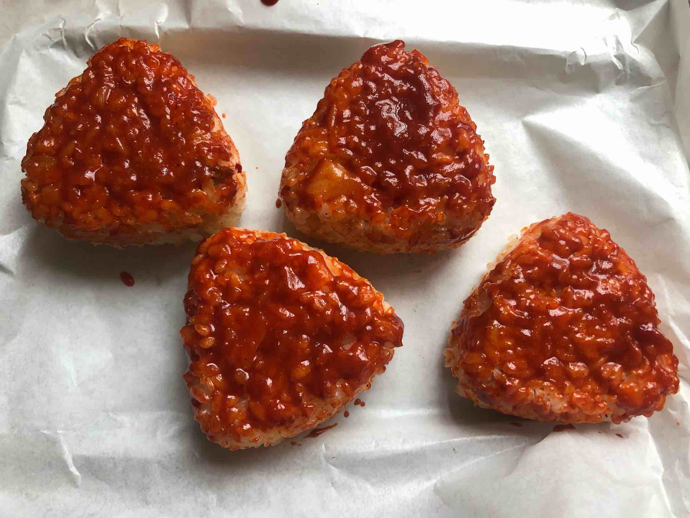 Roasted Spicy Cabbage Rice Balls with Korean Spicy Sauce recipe