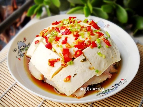 Steamed Fish Tofu with Pickled Vegetables recipe