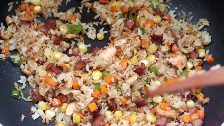 Fried Rice with Beef Sausage and Shrimp recipe