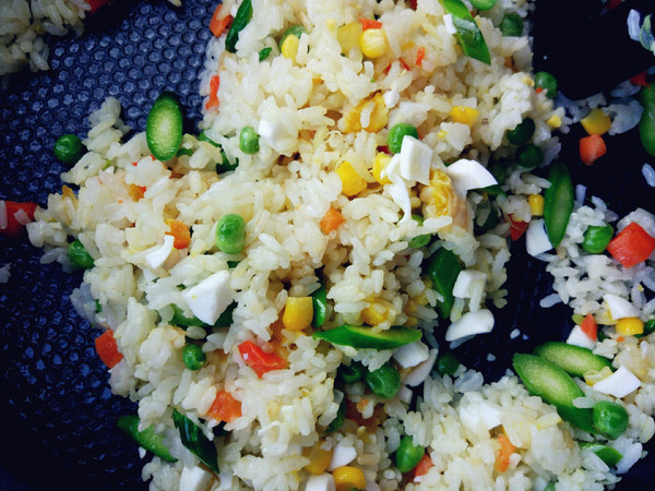 Fried Rice with Asparagus and Salted Egg recipe