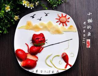 Cat Fishing Strawberry Creative Platter recipe