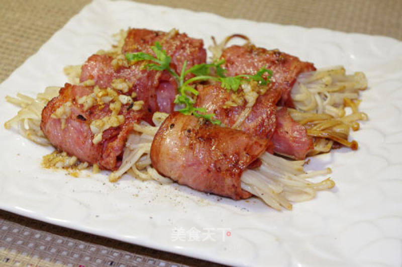 Take Home Teppanyaki. . . Bacon Enoki Mushroom Roll recipe