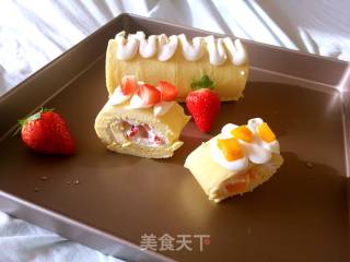 Strawberry Mango Double Cream Cake Roll recipe