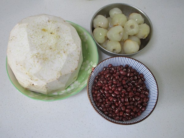 Milky Red Bean Lychee Taro Sweet Soup recipe