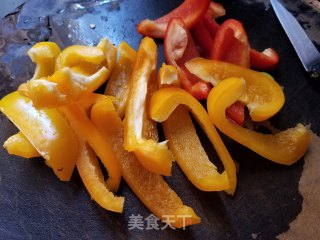 Stir-fried String Beans with Fresh Mushrooms and Color Peppers recipe