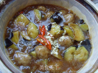 Meatballs and Eggplant Claypot recipe