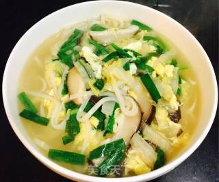 Hot Noodle Soup with Mushroom and Cabbage recipe