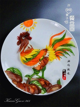 Rooster Announces Dawn Dinner Plate Painting recipe