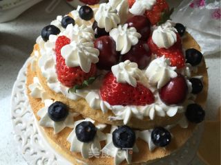 Creamy Fruit Naked Cake recipe