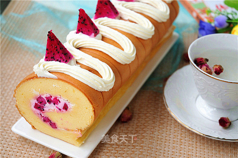 Dragon Fruit Cream Cake Roll recipe