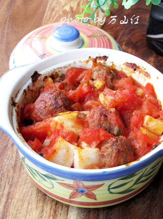 Baked Roast Beef Balls in Tomato Sauce recipe