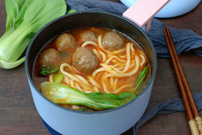 For One Person, Beef Ball Noodles, Delicious and Nutritious recipe