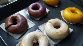 #aca Fourth Session Baking Contest# Make Erotic Colorful Bagels with Vegetable Puree recipe