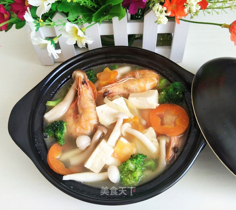 Prawn Double Mushroom Tofu Pot