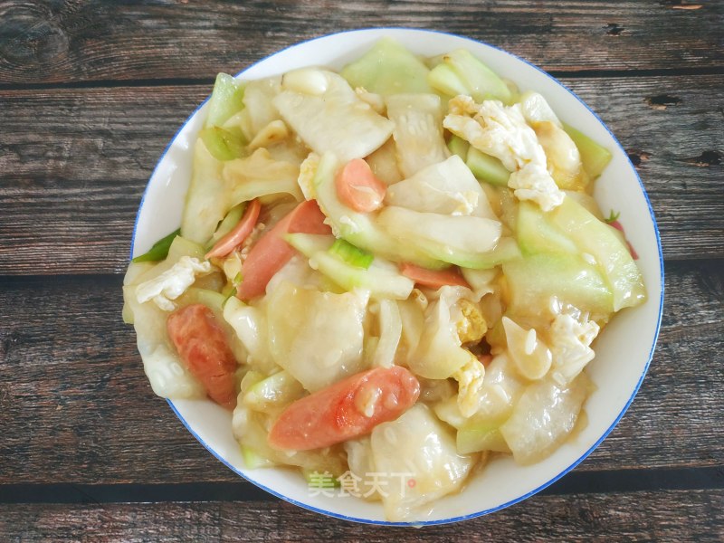 Stir-fried Gourd with Egg and Ham recipe