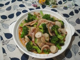 Stir-fried Pork Head with Broccoli and Pleurotus recipe