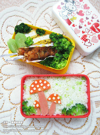 Cartoon Mushroom Cute Bento recipe