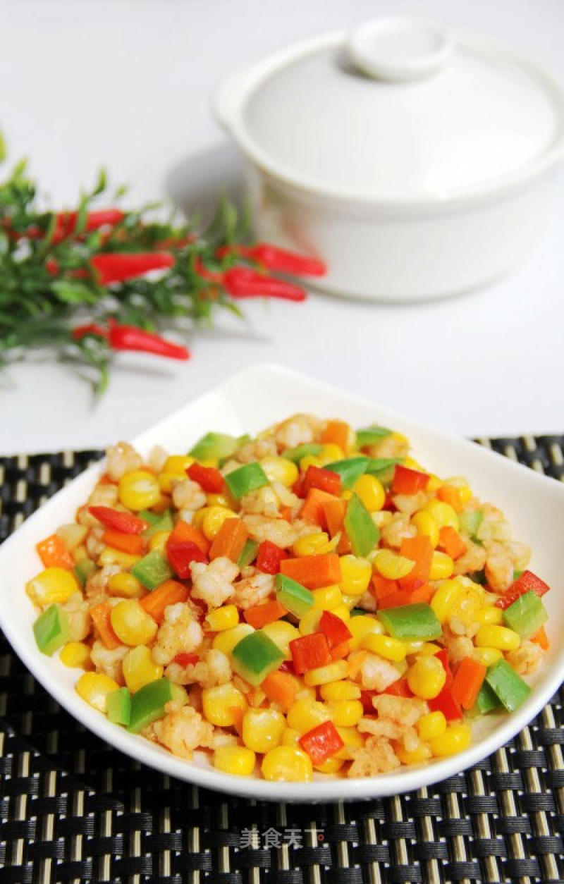 Stir-fried Shrimp with Colored Vegetables recipe