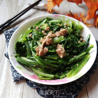 Stir-fried Mark Vegetables with Minced Pork in Oyster Sauce recipe