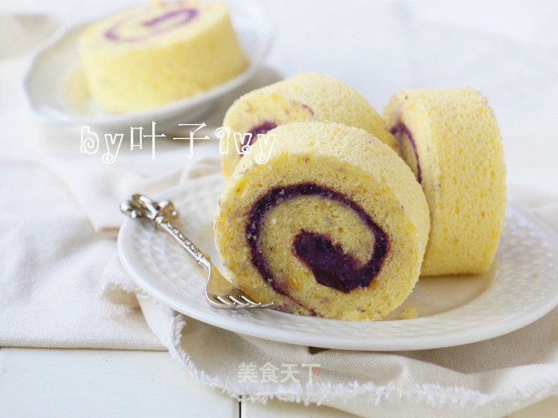 Pandaren Healthy and Delicious Purple Sweet Potato Cake Roll recipe