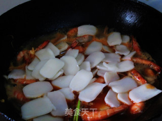 Braised Rice Cake with Shrimp in Oil recipe