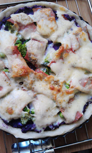 Purple Sweet Potato Okara Bacon Pizza recipe