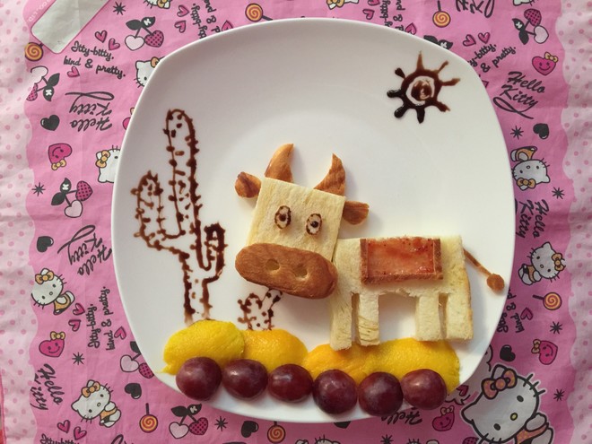 Creative Breakfast for Children-honest Square Face Cow Cow (hokkaido Toast Version) recipe