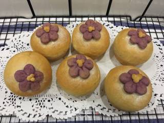 #aca Fourth Session Baking Contest# Making Erotic Buns with Purple Sweet Potato Flowers recipe