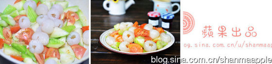 Stir-fried Loofah with Lychee recipe