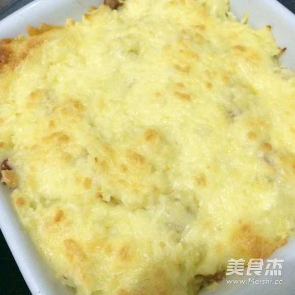 Baked Mashed Potatoes with Cheese and Bacon recipe