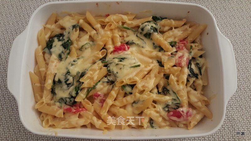 #aca烤明星大赛# Baked Macaroni with Spinach recipe