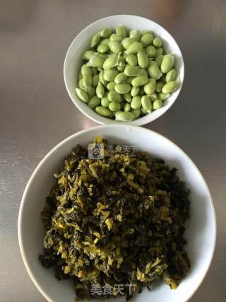 Stir-fried Edamame with Pickles recipe