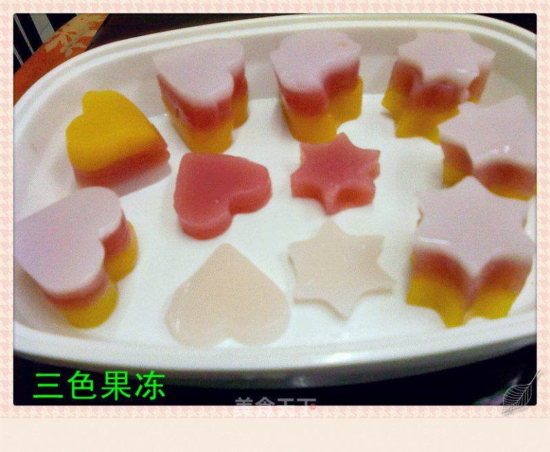 Combination of Three-color Jelly [mango Jelly, Strawberry Jelly, Coconut Jelly] recipe