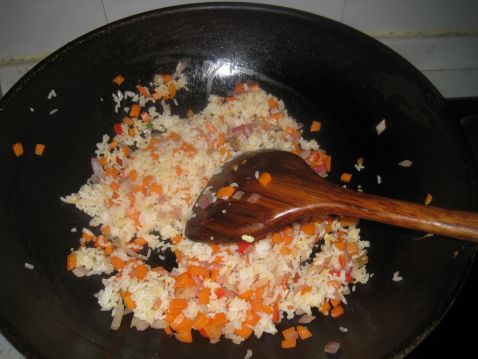 Fried Rice with Onion and Olive Vegetables recipe