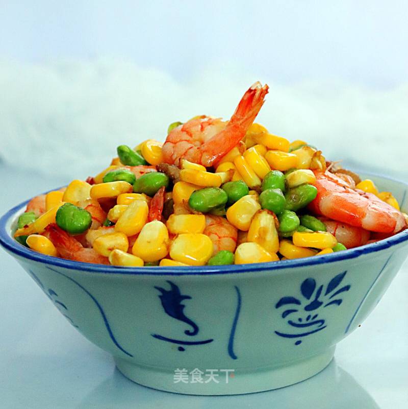 Fried Shrimp with Edamame and Corn recipe