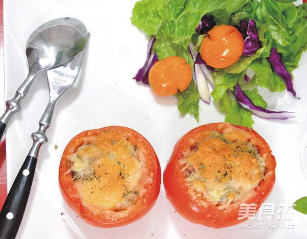 Cheese Baked Red Rice Fried Rice with Tomato Cup recipe