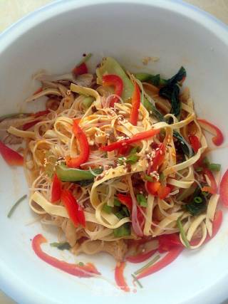 Chilled Vermicelli with Bean Curd and Oyster Mushroom recipe