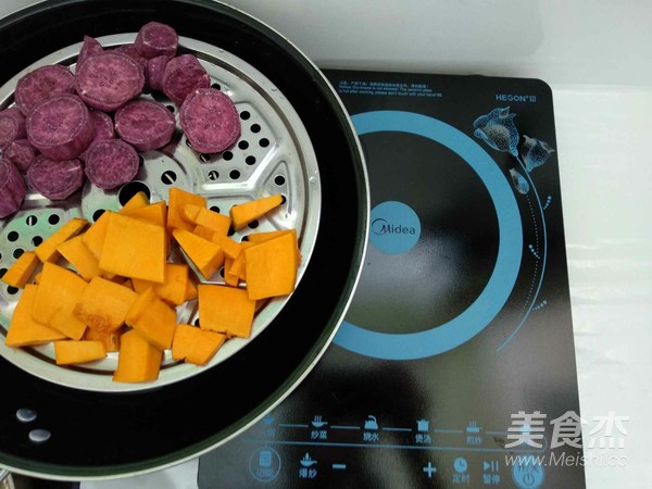 Purple Sweet Potato Pumpkin Taro Balls recipe