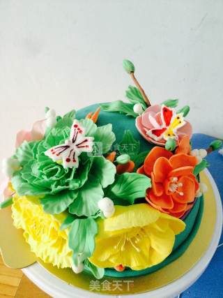 Birds and Flowers Fondant Cake (handmade Version) recipe