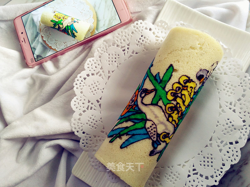 #柏翠大赛#the Ugly Duckling Rose and Yam Mud Painted Cake Roll recipe