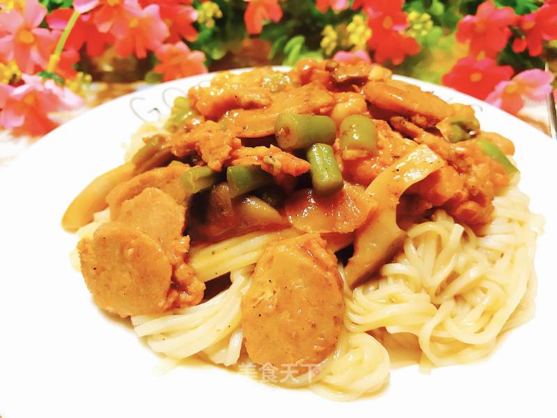 Curry Sausage Noodles recipe