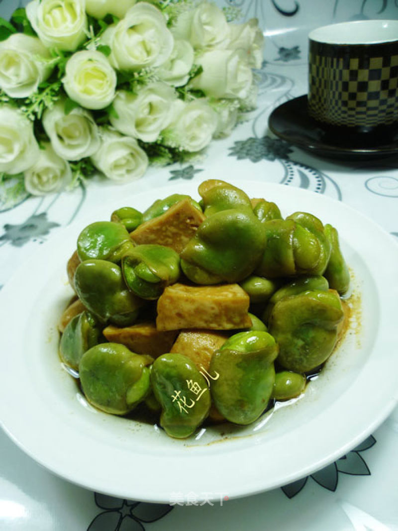 Roasted Broad Beans with Small Vegetarian Chicken recipe