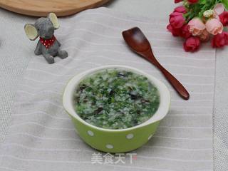 #春食野菜香#black Fungus and Shepherd's Purse Porridge recipe