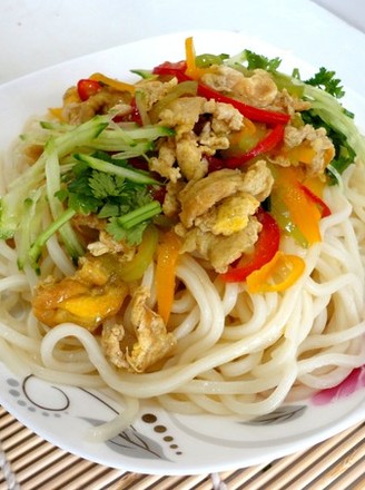 Bell Pepper and Egg Marinated Noodles recipe