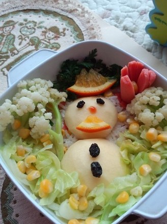 Snowman Fried Rice Bento recipe